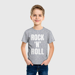 Футболка хлопковая детская Rocknroll белая большая надпись, цвет: меланж — фото 2