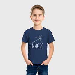 Футболка хлопковая детская Magic надпись и волшебная палка, цвет: тёмно-синий — фото 2