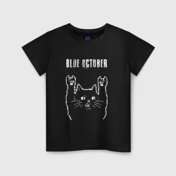 Футболка хлопковая детская Blue October рок кот, цвет: черный