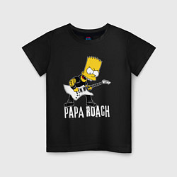 Футболка хлопковая детская Papa Roach Барт Симпсон рокер, цвет: черный