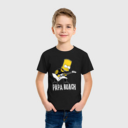 Футболка хлопковая детская Papa Roach Барт Симпсон рокер, цвет: черный — фото 2