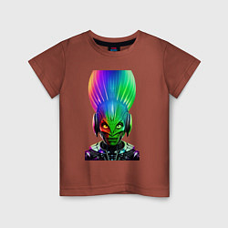 Детская футболка Aggressive alien - neural network - neon glow