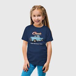 Футболка хлопковая детская Американский пикап Ford F-100 1954 года, цвет: тёмно-синий — фото 2