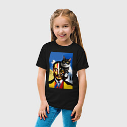 Футболка хлопковая детская Salvador Dali and his cat, цвет: черный — фото 2