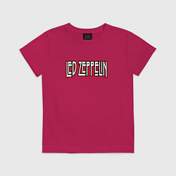 Футболка хлопковая детская Led Zeppelin логотип, цвет: маджента