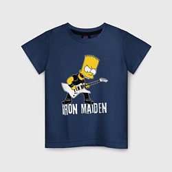 Футболка хлопковая детская Iron Maiden Барт Симпсон рокер, цвет: тёмно-синий