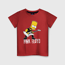 Футболка хлопковая детская Pink Floyd Барт Симпсон рокер, цвет: красный