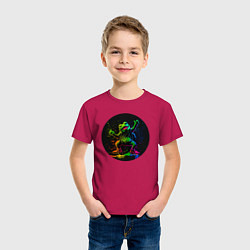 Футболка хлопковая детская Лягушонок Пепе граффити, цвет: маджента — фото 2