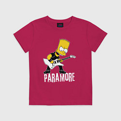 Футболка хлопковая детская Paramore Барт Симпсон рокер, цвет: маджента