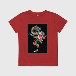 Футболка хлопковая детская Красочный дракон, цвет: красный
