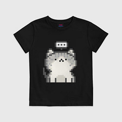 Футболка хлопковая детская Pixel Cat V1, цвет: черный