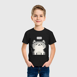 Футболка хлопковая детская Pixel Cat V1, цвет: черный — фото 2