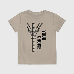 Футболка хлопковая детская Your choise и рельсы, цвет: миндальный