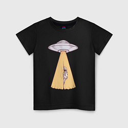 Футболка хлопковая детская Космонавт и НЛО, цвет: черный