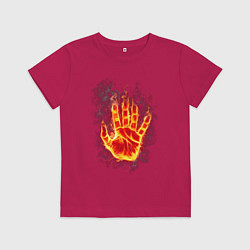 Футболка хлопковая детская Ладонь в пламени, цвет: маджента