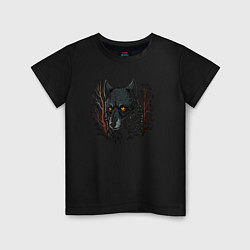 Футболка хлопковая детская Night wolf, цвет: черный