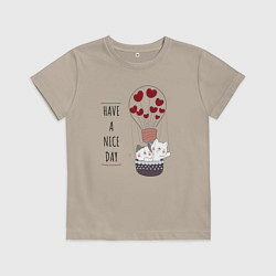 Футболка хлопковая детская Have a nice day, цвет: миндальный