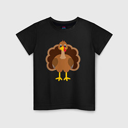 Футболка хлопковая детская Turkey bird, цвет: черный