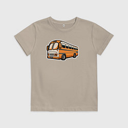 Футболка хлопковая детская Модный автобус, цвет: миндальный