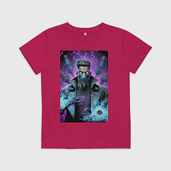 Футболка хлопковая детская Маг в маске, цвет: маджента