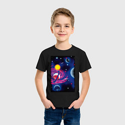 Футболка хлопковая детская Вселенная, звёзды, цвет: черный — фото 2