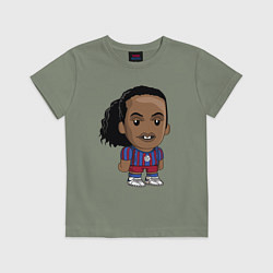 Футболка хлопковая детская Ronaldinho Barcelona, цвет: авокадо