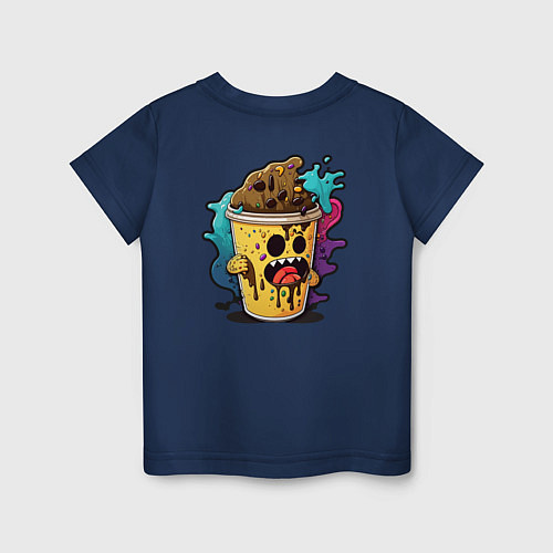 Детская футболка Кофейный монстр / Тёмно-синий – фото 2