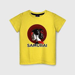 Футболка хлопковая детская Гейша - самураи, цвет: желтый