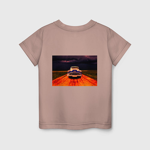 Детская футболка Классический американский автомобиль Chevrolet 210 / Пыльно-розовый – фото 2