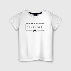 Футболка хлопковая детская Lineage 2 gaming champion: рамка с лого и джойстик, цвет: белый