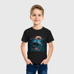 Футболка хлопковая детская Морской волк-рыба, цвет: черный — фото 2