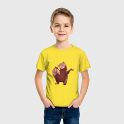 Футболка хлопковая детская Недоумевающая красная панда, цвет: желтый — фото 2