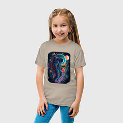 Футболка хлопковая детская В поисках новых миров, цвет: миндальный — фото 2