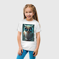 Футболка хлопковая детская Изумрудная Совушка, цвет: белый — фото 2