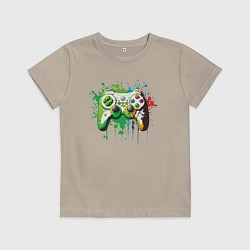 Футболка хлопковая детская Яркий игровой джойстик, цвет: миндальный