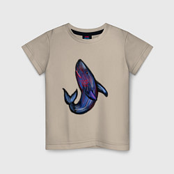 Футболка хлопковая детская Злая акула, цвет: миндальный