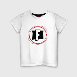 Детская футболка Символ Fortnite и красная краска вокруг