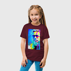Футболка хлопковая детская Brad Pitt - sketch - pop art, цвет: меланж-бордовый — фото 2