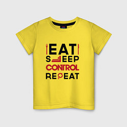 Детская футболка Надпись: eat sleep Control repeat