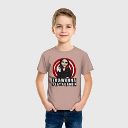 Футболка хлопковая детская You wanna play a game, цвет: пыльно-розовый — фото 2