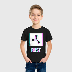 Футболка хлопковая детская Rust в стиле glitch и баги графики, цвет: черный — фото 2