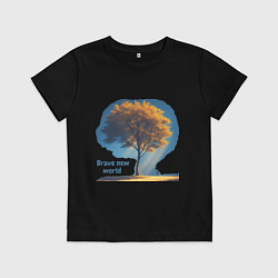 Футболка хлопковая детская Дивный новый мир, цвет: черный