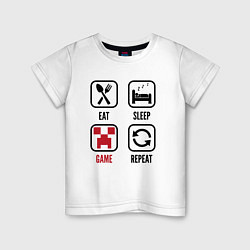 Детская футболка Eat - sleep - Minecraft - repeat