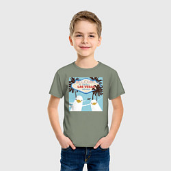 Футболка хлопковая детская Чайки на курорте, цвет: авокадо — фото 2