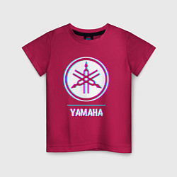 Футболка хлопковая детская Значок Yamaha в стиле glitch, цвет: маджента