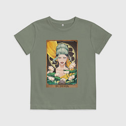 Футболка хлопковая детская The Buddha Tarot Card, цвет: авокадо