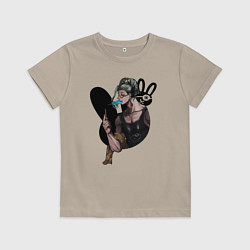 Футболка хлопковая детская Buddha with ice cream, цвет: миндальный