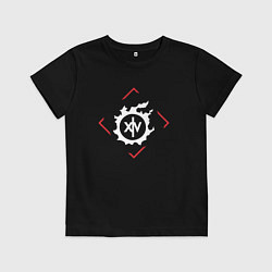 Футболка хлопковая детская Символ Final Fantasy в красном ромбе, цвет: черный