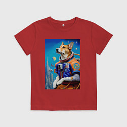 Футболка хлопковая детская The dog is a brave cosmonaut, цвет: красный