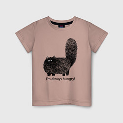 Детская футболка Кот, который всегда голодный - мем